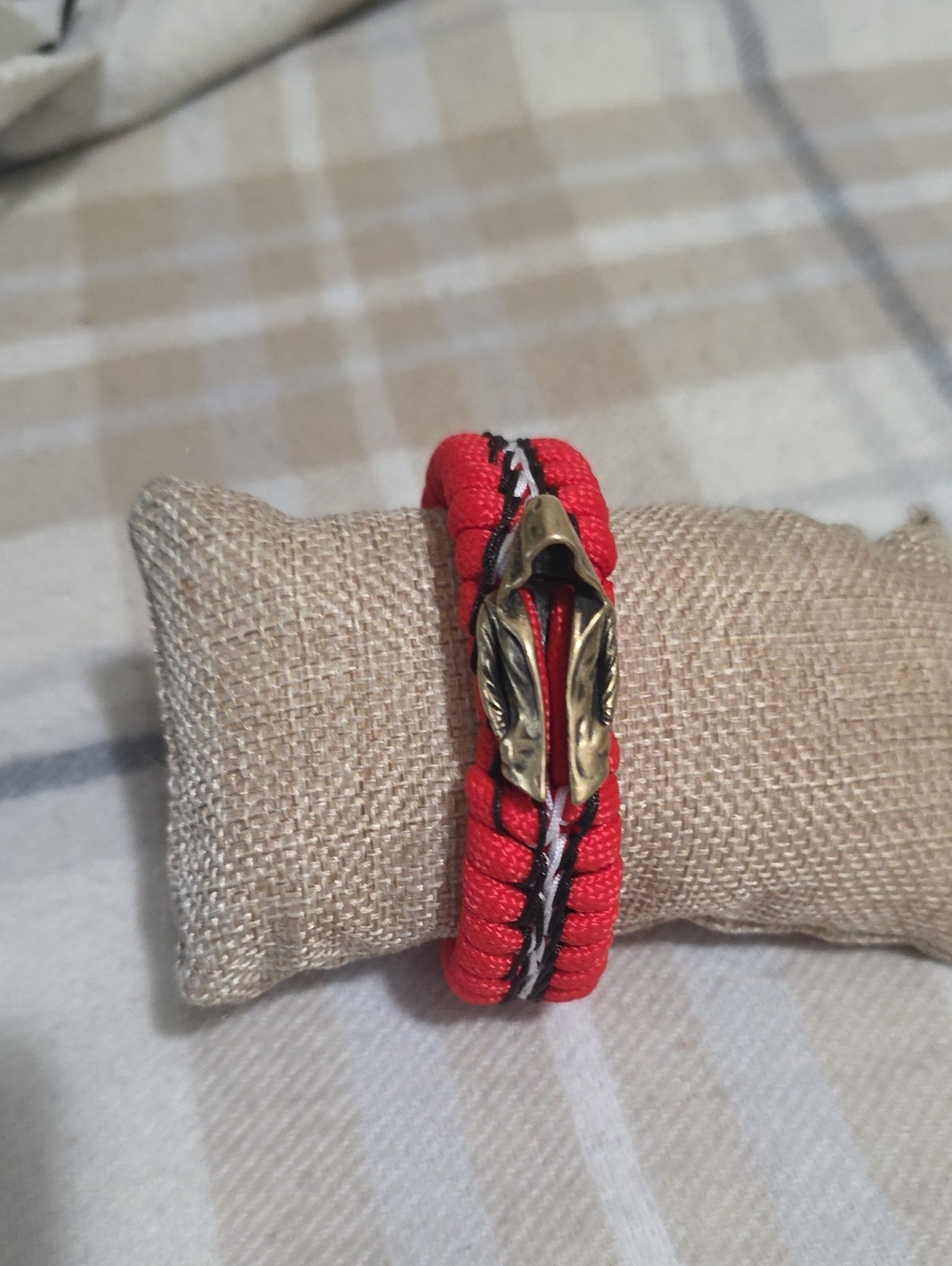 Red Braided Men’s Bracelet with Antique Brass Clasp